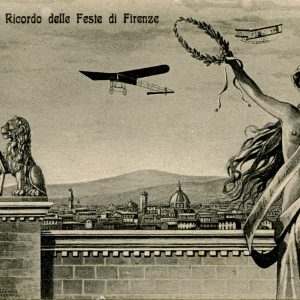 Loreto - Cartolina panoramica con velivolo in volo