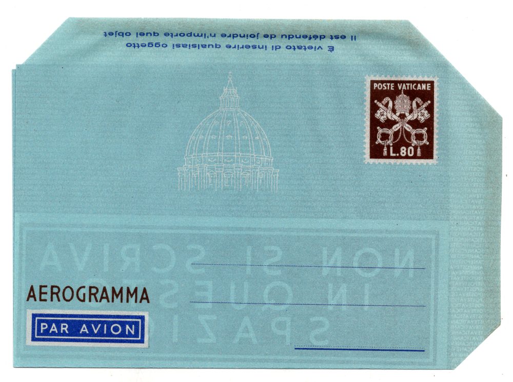 Vaticano - Aerogramma Lire 80 bruno con indicazione