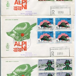 Italia FDC Venetia 1972 Alpini quartina viaggiata Racc. per l'Italia