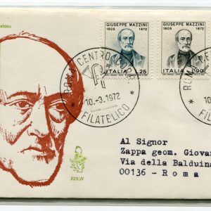 Italia FDC Venetia 1972 Mazzini  viaggiata Racc. per l'Italia 1007