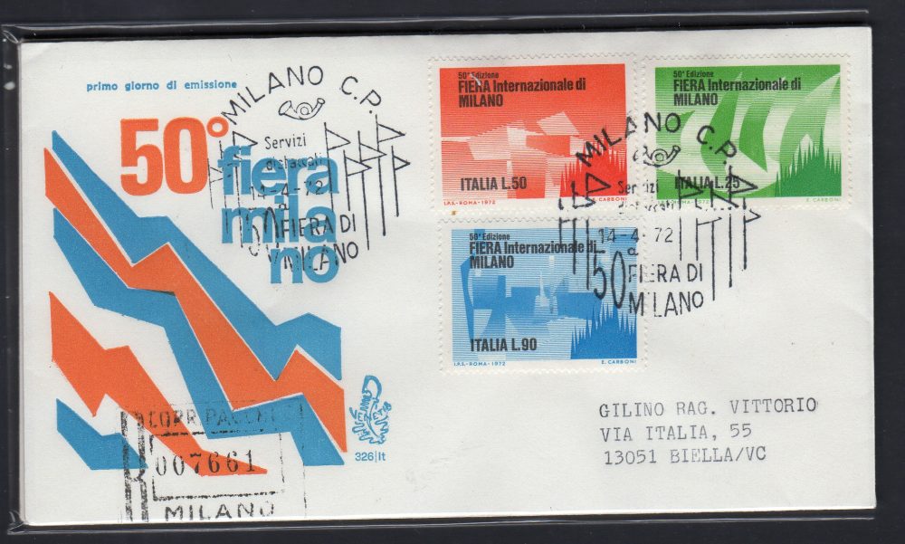 Italia FDC Venetia 1972 Fiera di Milano  viaggiata Racc. per l'Italia