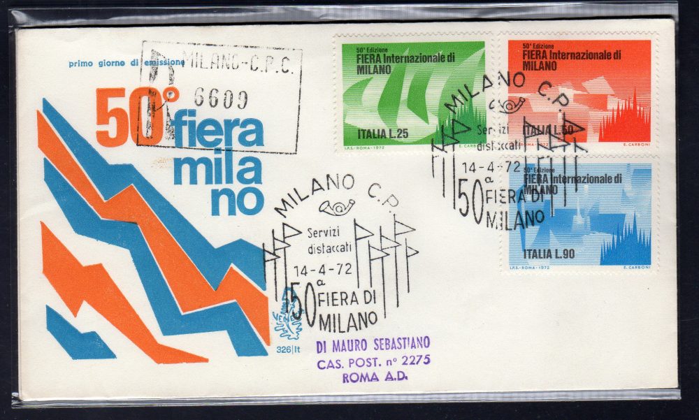 Italia FDC Venetia 1972 Fiera di Milano  viaggiata Racc. per l'Italia 1009