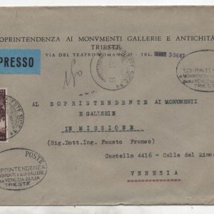 Trieste A Democratica Lire 50 isolato su busta