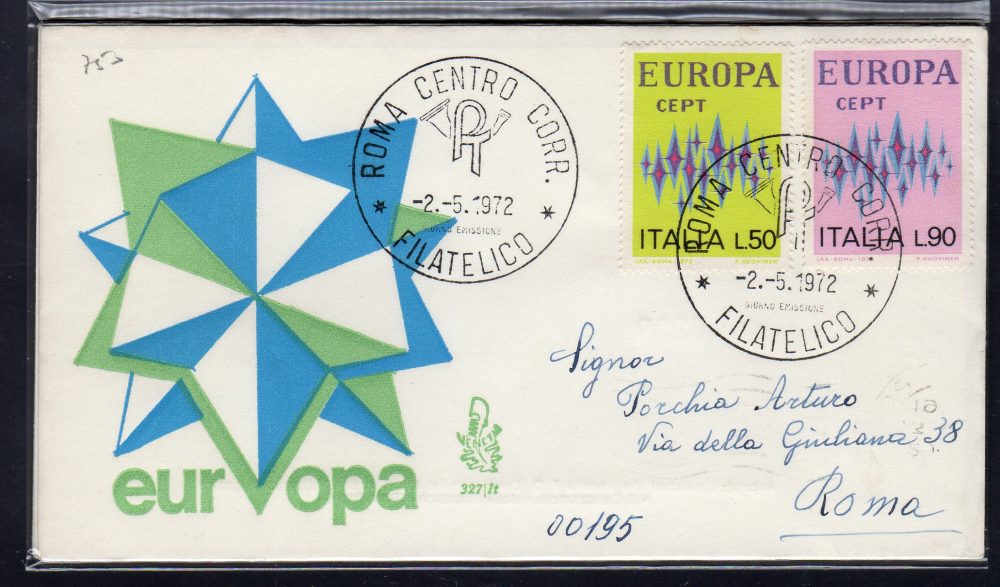 Italia FDC Venetia 1972 Europa  viaggiata  per l'Italia