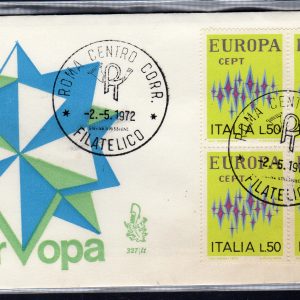 Italia FDC Venetia 1972 Europa quartina non viaggiata