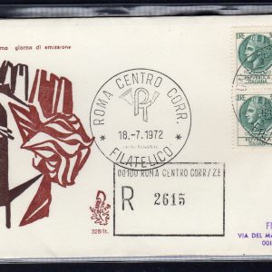 Italia FDC Venetia 1972 Siracusana L. 300 quartina viaggiata Racc.Italia