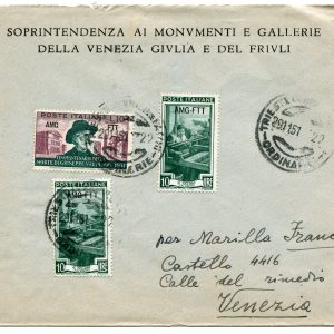 AMG. VG. - Posta Aerea Cent. 50  varietà doppia soprastampa