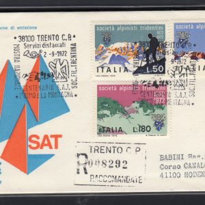 Italia FDC Venetia 1972 Soc. Alpinisti Alpini  viaggiata Racc. per l'Italia