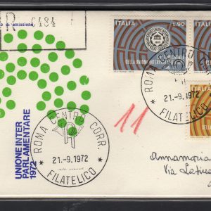 Italia FDC Venetia 1972 Unione Interparlamentare  viaggiata Racc. per l'Italia