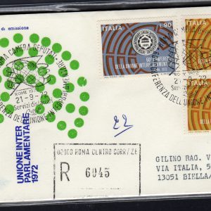 Italia FDC Venetia 1972 Interparlamentare  viaggiata Racc. per l'Italia 1032