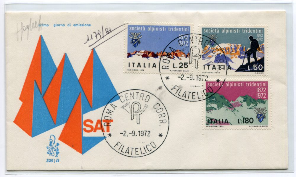 Italia FDC Venetia 1972 Società Alpinisti  viaggiata  per l'Italia