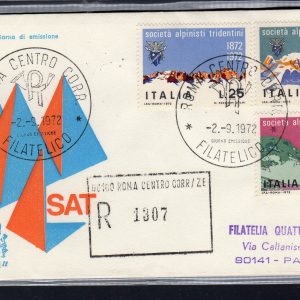 Italia FDC Venetia 1972 Società Alpinisti  viaggiata Racc. per l'Italia