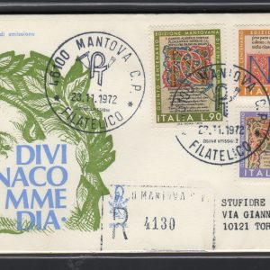 Italia FDC Venetia 1972 Divina Commedia  viaggiata Racc. per l'Italia