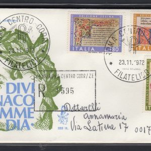 Italia FDC Venetia 1972 Divina Commedia  viaggiata Racc. per l'Italia 1047