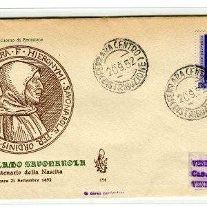 Italia FDC Venetia 1952 Savonarola  non viaggiata