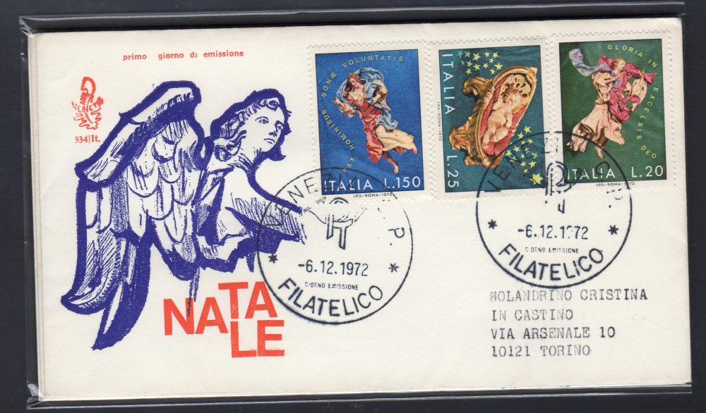 Italia FDC Venetia 1972 Natale  viaggiata Racc. per l'Italia