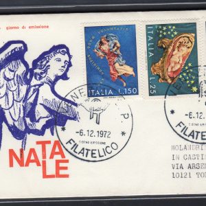 Italia FDC Venetia 1972 Natale  viaggiata Racc. per l'Italia