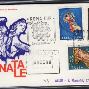 Italia FDC Venetia 1972 Natale  viaggiata Racc. per l'Italia 1051