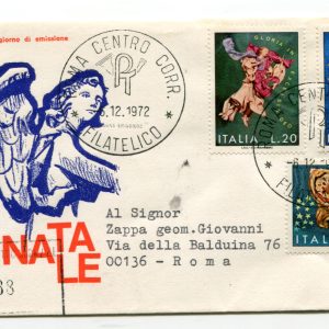 Italia FDC Venetia 1972 Natale  viaggiata Racc. per l'Italia 1052