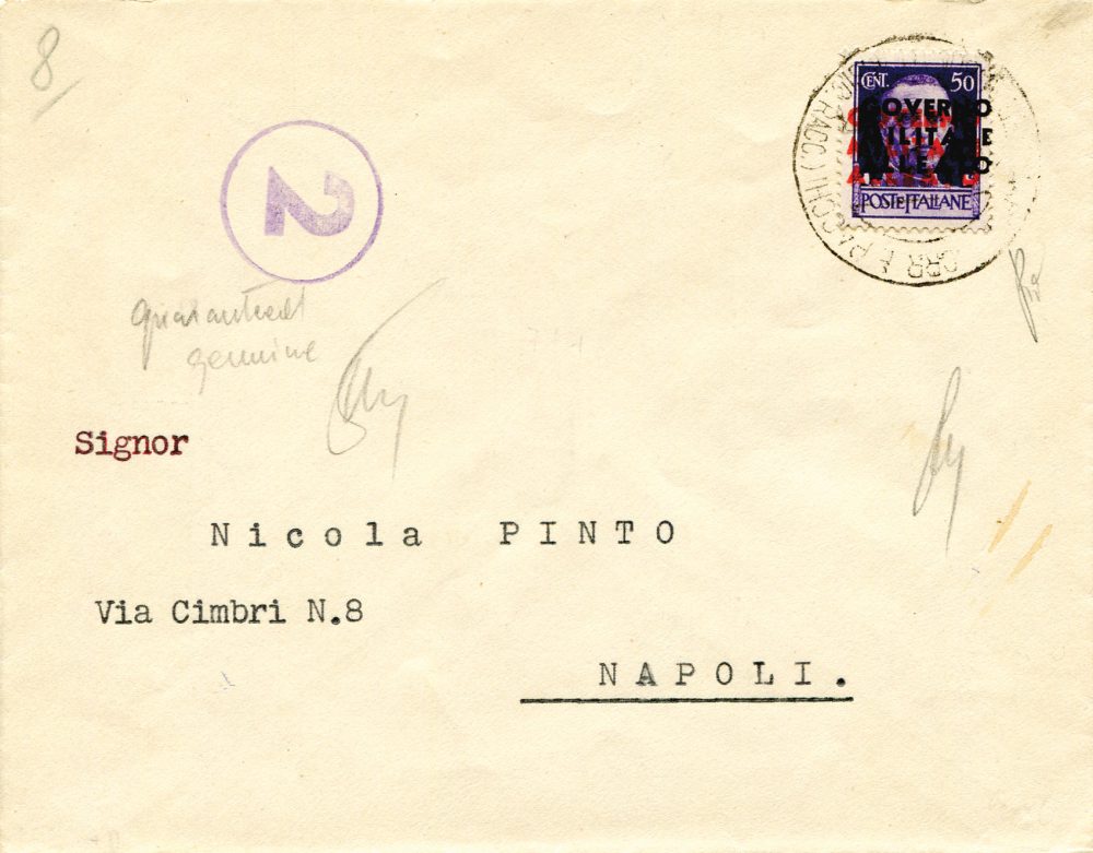 Napoli Occ. Alleata - Cent. 50 doppia soprastampa