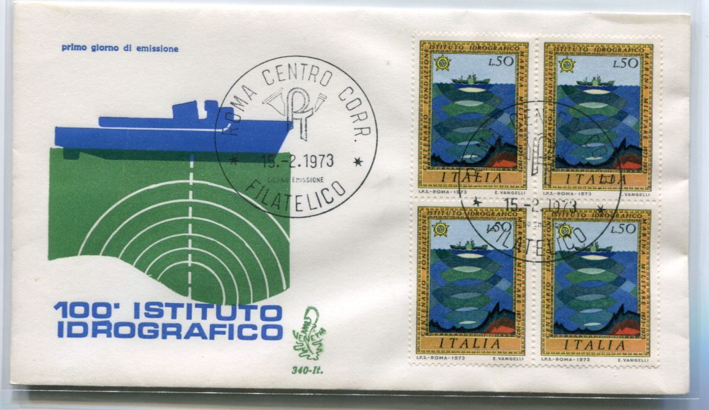 Italia FDC Venetia 1973 Idrografico quartina non viaggiata