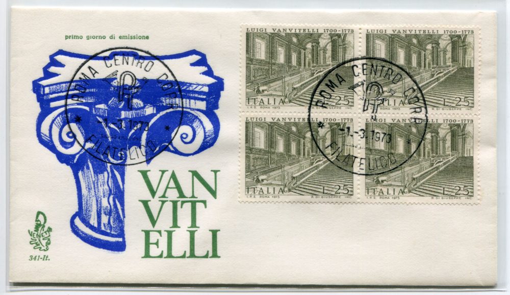 Italia FDC Venetia 1973 Vanvitelli quartina non viaggiata