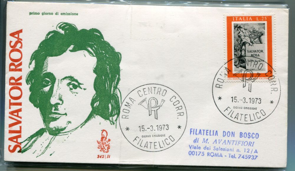 Italia FDC Venetia 1973 Salvator Rosa  viaggiata  per l'Italia 1086