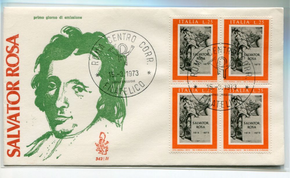 Italia FDC Venetia 1973 Salvator Rosa quartina non viaggiata