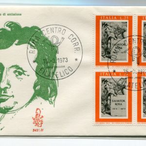 Italia FDC Venetia 1973 Salvator Rosa quartina non viaggiata