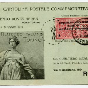 Cartolina speciale di Posta Aerea "Torino/Roma" n. CPC 1