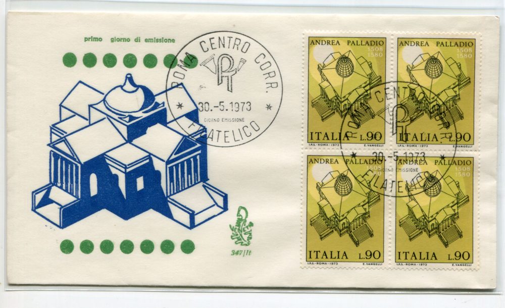 Italia FDC Venetia 1973 Palladio quartina non viaggiata