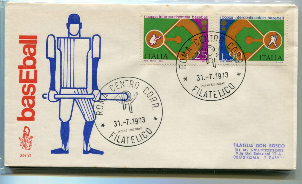 Italia FDC Venetia 1973 Baseball  viaggiata  per l'Italia