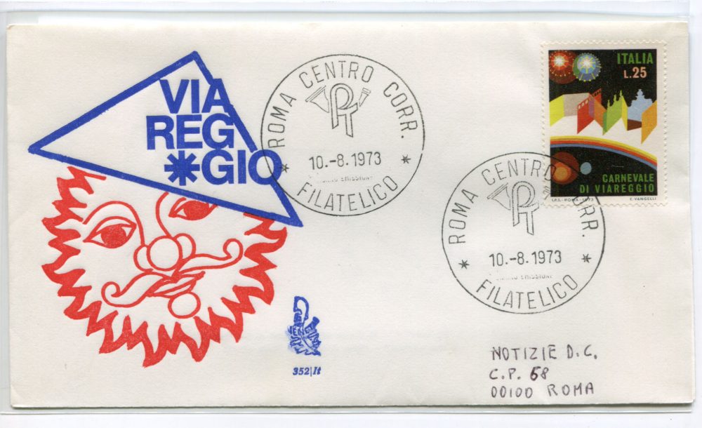 Italia FDC Venetia 1973 Carnevale Viareggio  viaggiata  per l'Italia