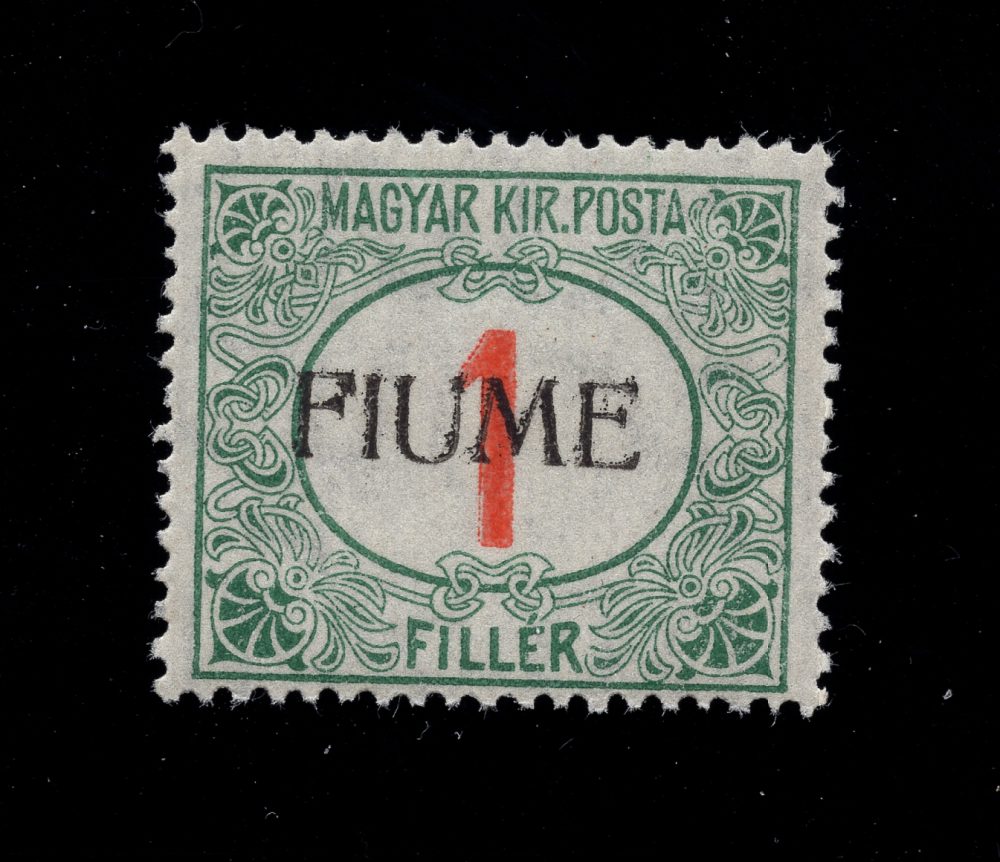 Fiume - Segnatasse 1 f. verde e rosso n. 4