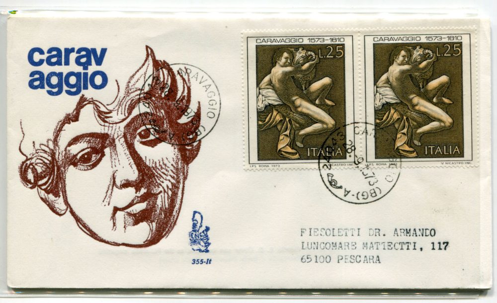 Italia FDC Venetia 1973 Caravaggio coppia viaggiata  per l'Italia