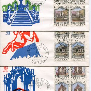 Italia FDC Venetia 1973 Fontane quartina non viaggiata