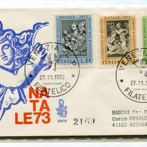 Italia FDC Venetia 1973 Natale  viaggiata Racc. per l'Italia