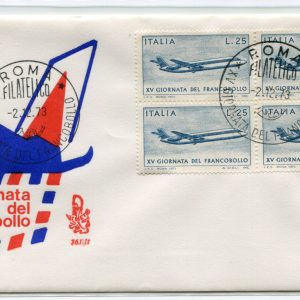 Italia FDC Venetia 1973 Gior. Francobollo quartina non viaggiata