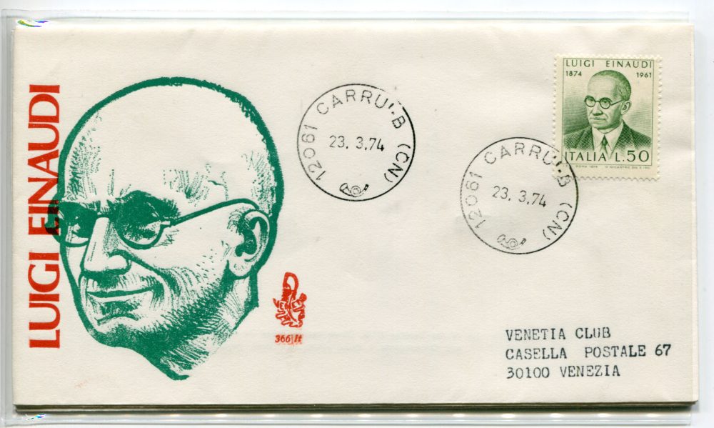 Italia FDC Venetia 1974 Einaudi  viaggiata  per l'Italia