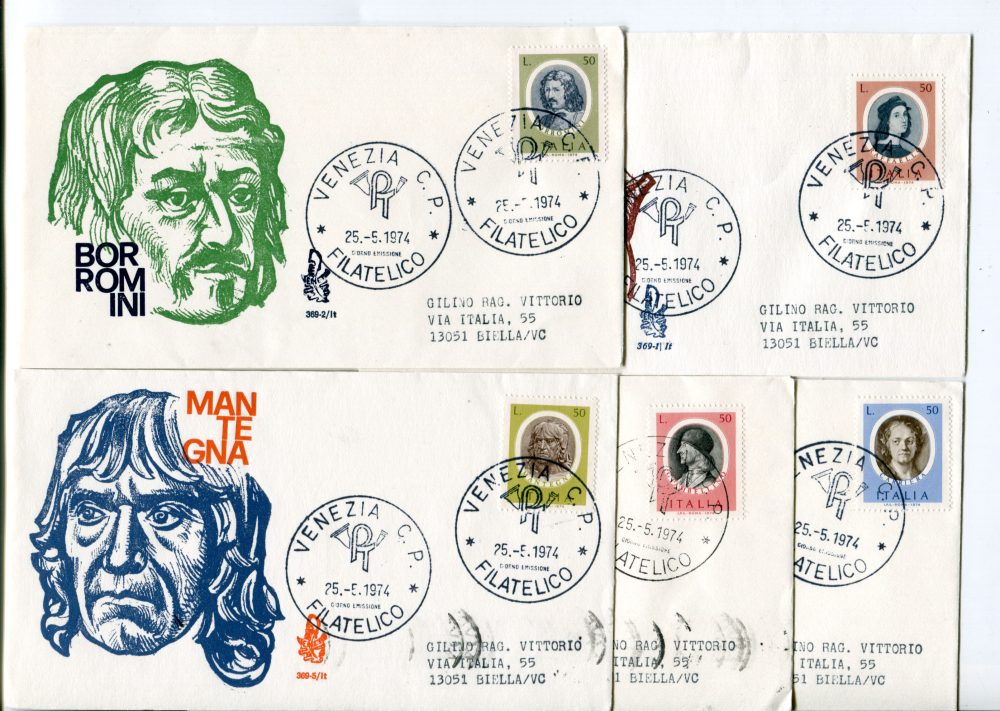 Italia FDC Venetia 1974 Artisti Italiani  viaggiata  per l'Italia