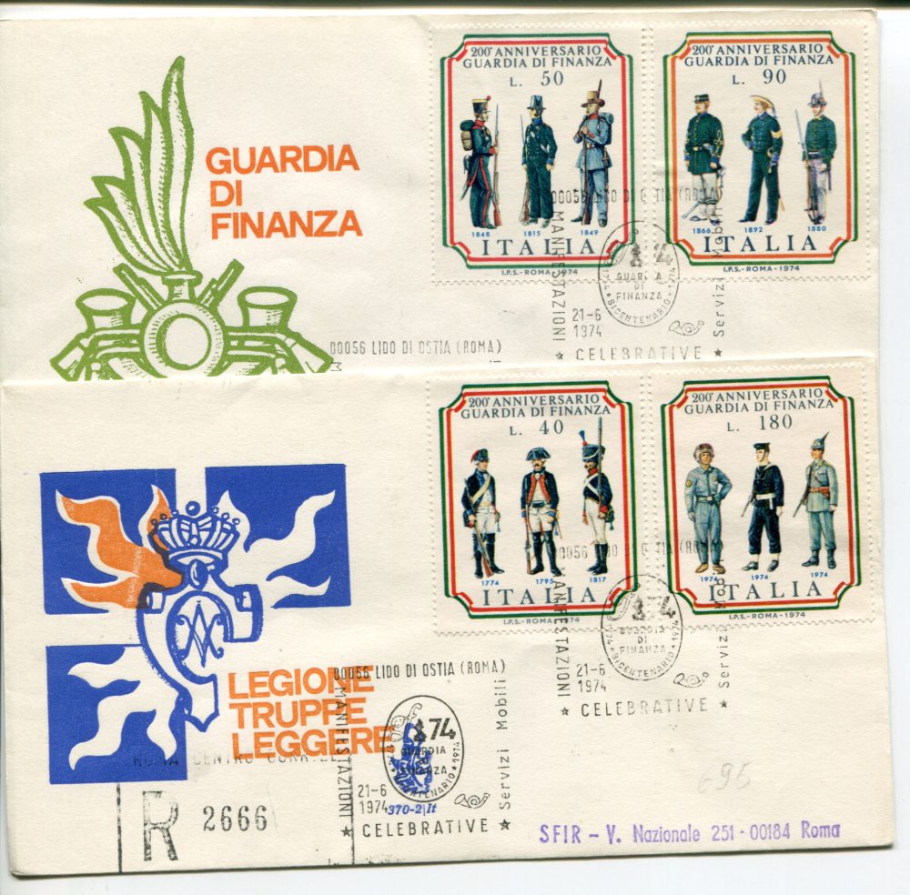 Italia FDC Venetia 1974 Guardia Finanza  viaggiata Racc. per l'Italia