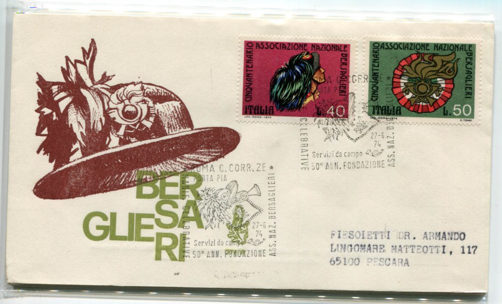 Italia FDC Venetia 1974 Bersaglieri  viaggiata  per l'Italia