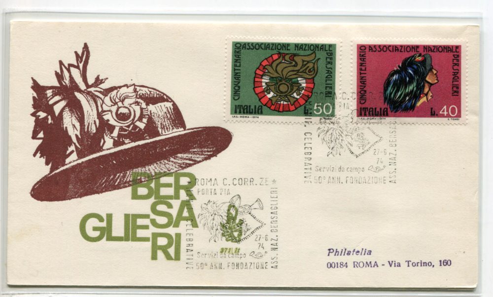 Italia FDC Venetia 1974 Bersaglieri  viaggiata  per l'Italia