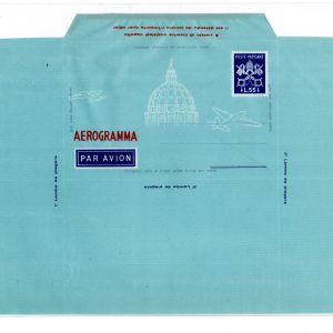 Vaticano - Aerogramma Lire 55 cobalto Pio XII n. A 1 senza righe