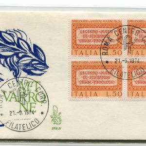 Italia FDC Venetia 1974 Varrone quartina non viaggiata