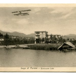 Varese Lago - Cartolina Ristorante Lido con idrovolante in volo