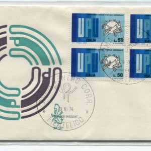 Italia FDC Venetia 1974 UPU quartina non viaggiata