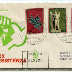 Italia FDC Venetia 1975 Resistenza  viaggiata Racc. per l'Italia