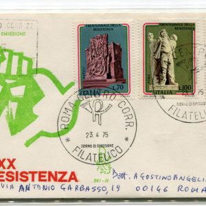 Italia FDC Venetia 1975 Resistenza  viaggiata Racc. per l'Italia