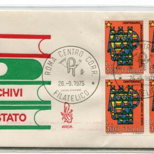 Italia FDC Venetia 1975 Archivi di Stato quartina non viaggiata